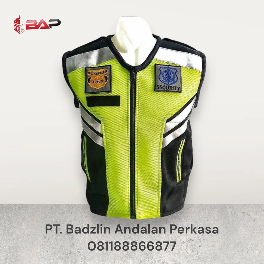 Rompi Security Hijau Stabilo Jaring Tebal
